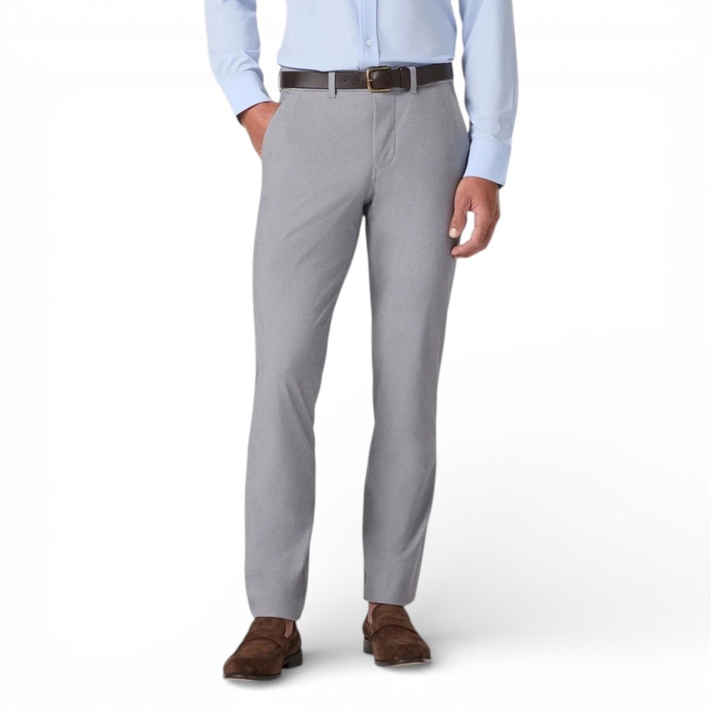 Mizzen Main Helmsman Slim Chino Pants Mens 36x32 Silver Filigree Heather Stretch